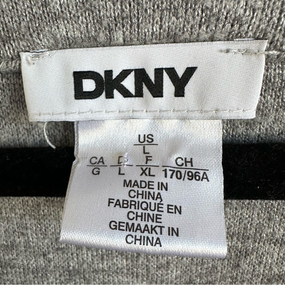 DKNY Colorblocked Gray and White Long Sleeve V-Neck Sweater Dress Size L - Picture 8 of 8